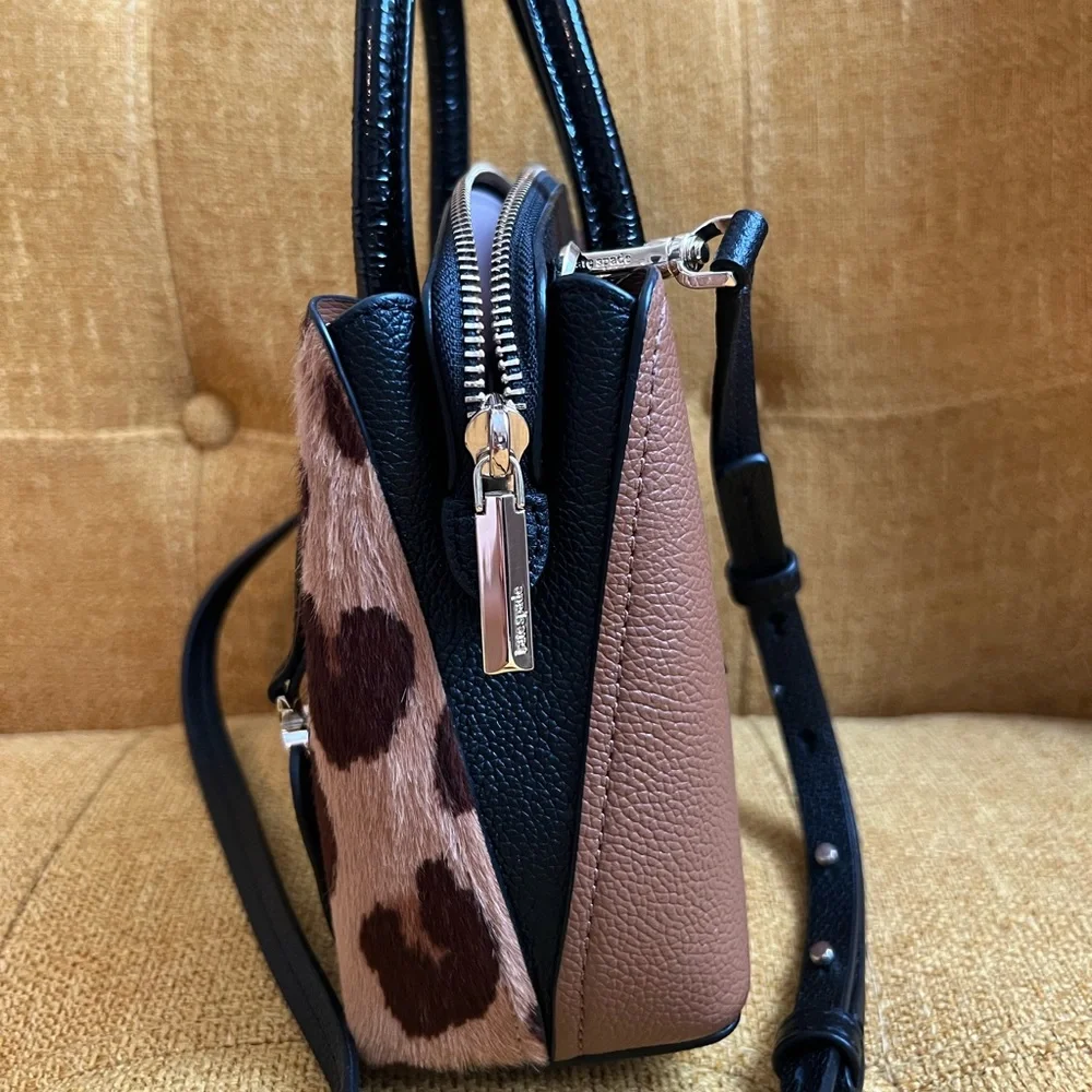 ~SOLD~ Kate Spade NY Margaux Haircalf Mini Satchel Crossbody Bag Leopard Print - Picture 3 of 14